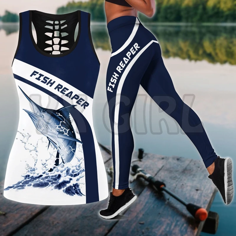 Marlin Fishing Design  3D Printed Tank Top+Legging Combo Outfit Yoga Fitness Legging Women