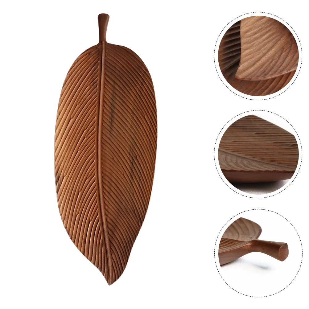 

1pc Hand Carving Leaf Service Dish Practical Creative Leaf Shaped Dish Plate