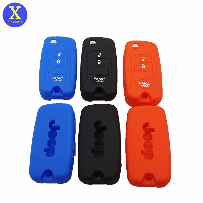 

Xinyuexin Car Key Cover Case Shell for Jeep Compass Renegade Patriot Wrangler Liberty 2016 2017 Fob for Alarm Key Holder Protect
