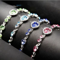 12 colors hot selling heart crystal zircon crystal bracelet for women party wedding jewelry bangle accessories bracelet