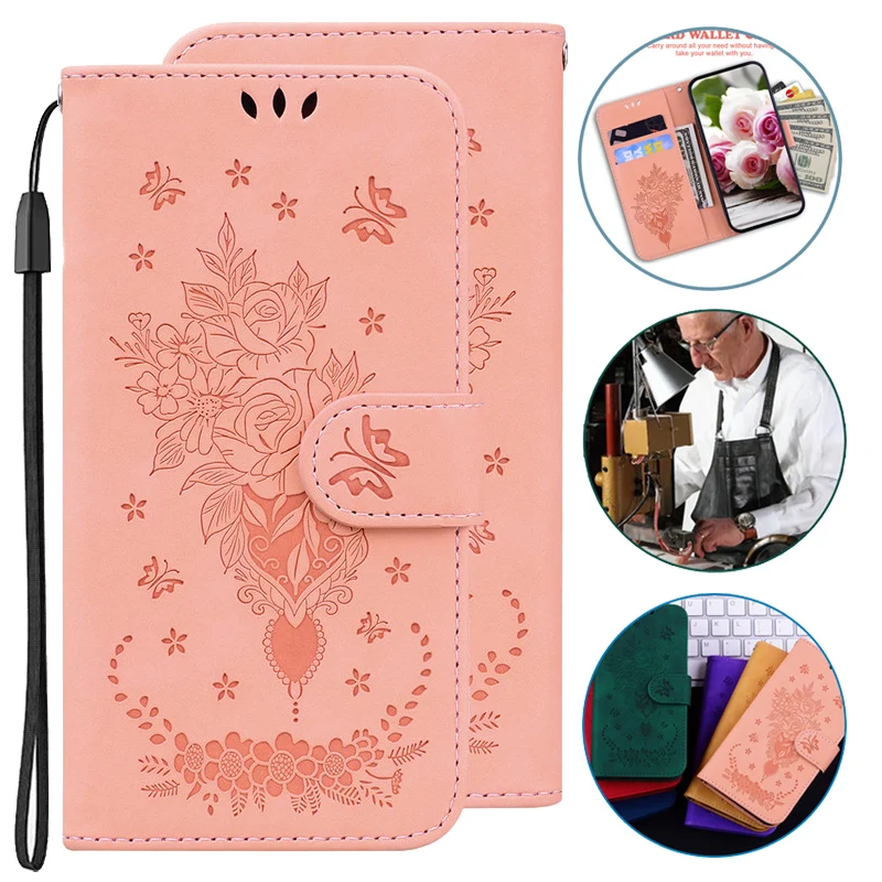 

Leather Wallet Cover Rose Case For OPPO A54 A74 A53s A96 A76 A36 A55 A92 A8 A31 A72 A33 A53 A73 A95 A94 5G A92S Protective Cases