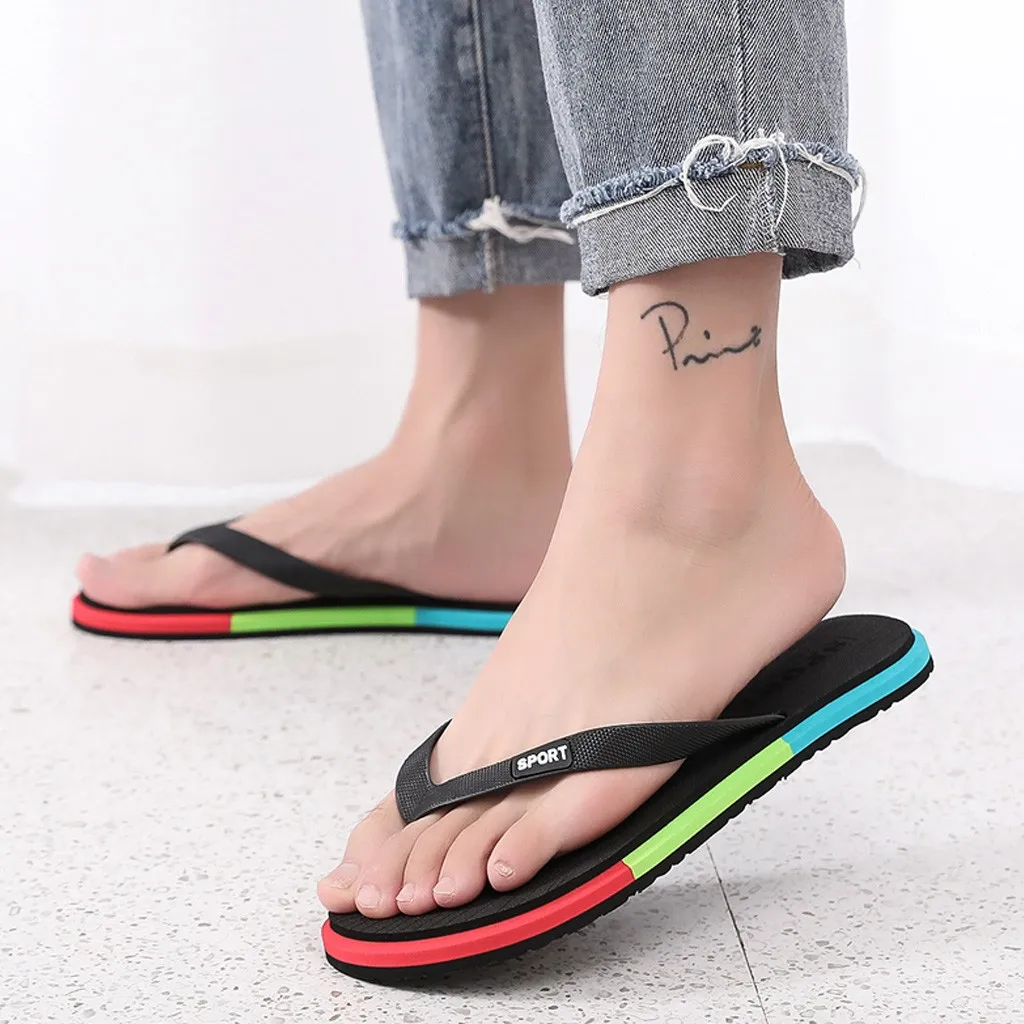 

Men's Summer Shoes Breathable Beach Home Sandals Fashion Outdoor Indoor Flip-Flops Non-slip Flat Slippers Male Man Zapatos Shoes