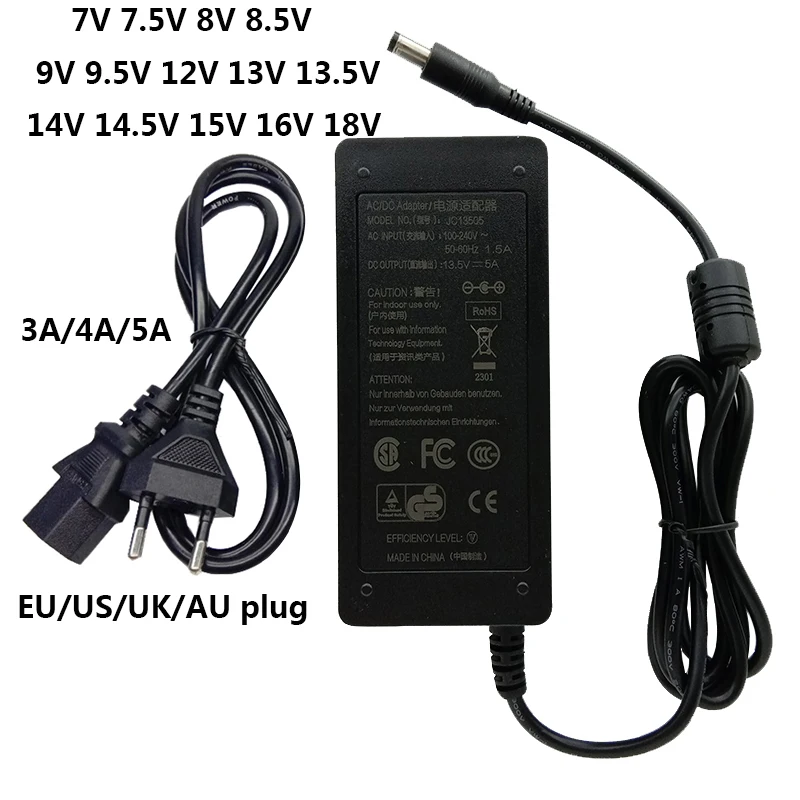 

13V 13.5V 14V 14.5V 15V 16V 18V AC DC Adapter Power Supply 3A 4A 5A 7V 7.5V 8V 8.5V 9V 9.5V 12V Switching Adaptor 5.5*2.5mm