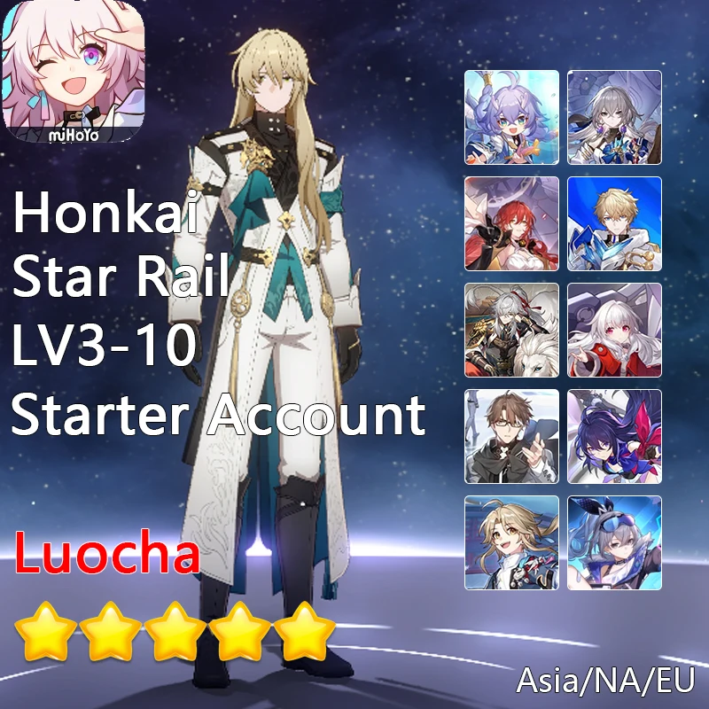 

Star Rail Account Ar3-10 Luocha Seele Yanqing/Himeko/Gepard/Clara/Bailu/Jing Yuan/Welt/Bronya Honkai Star Rail Starter Acc