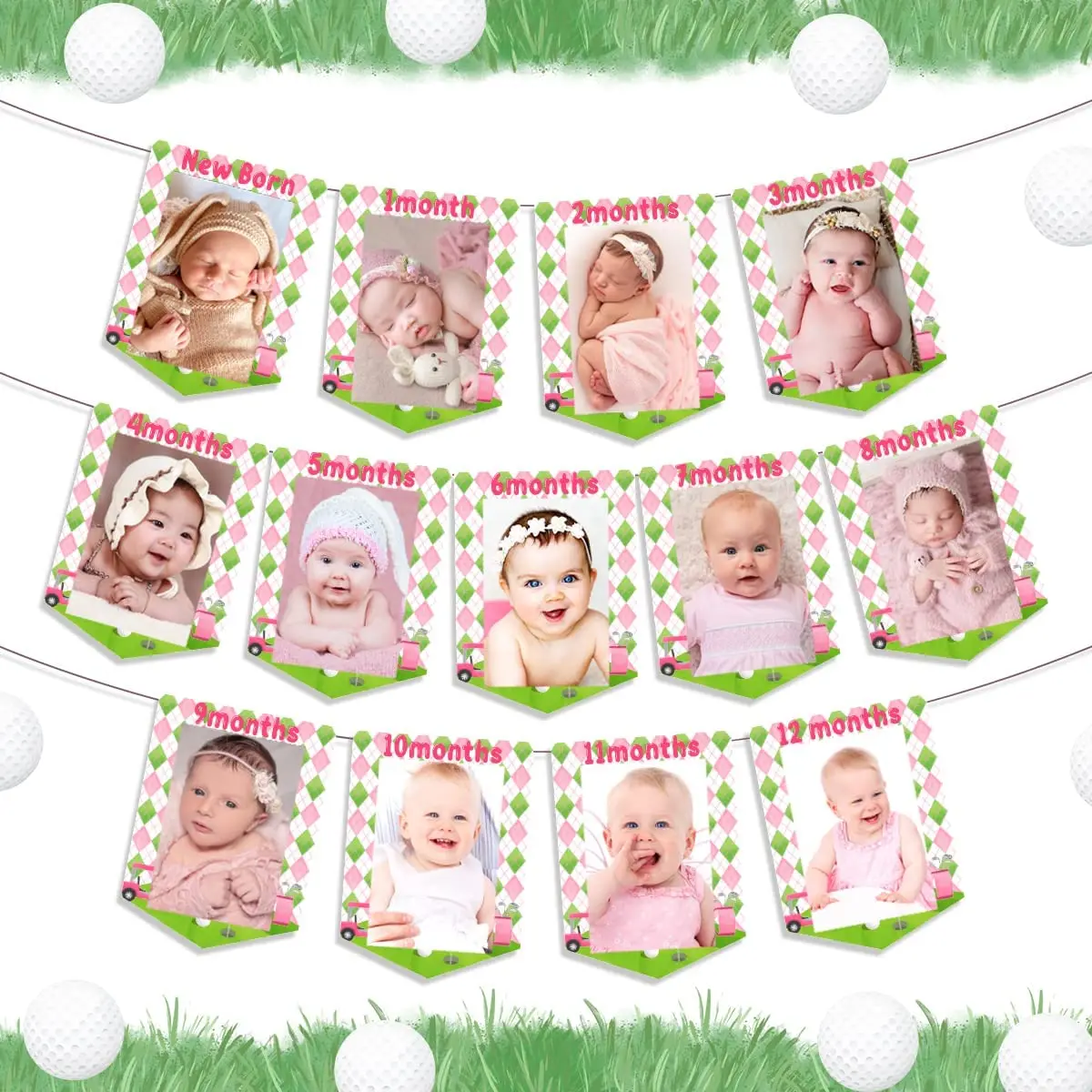 Photo Banner Girl Hole In One Birthday Party Decoration Girl Sports 1st Birthday Banner Garland For First Birthday Supplies