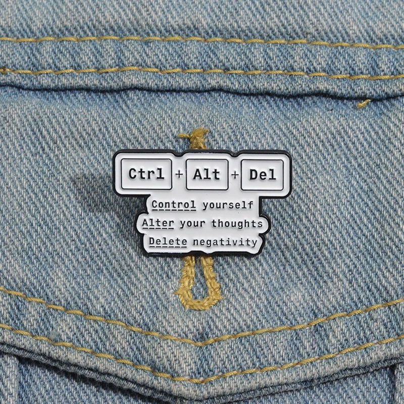 Эмалированные булавки с клавиатурой Ctrl + Alt Del Control Your Thought броши для удаления