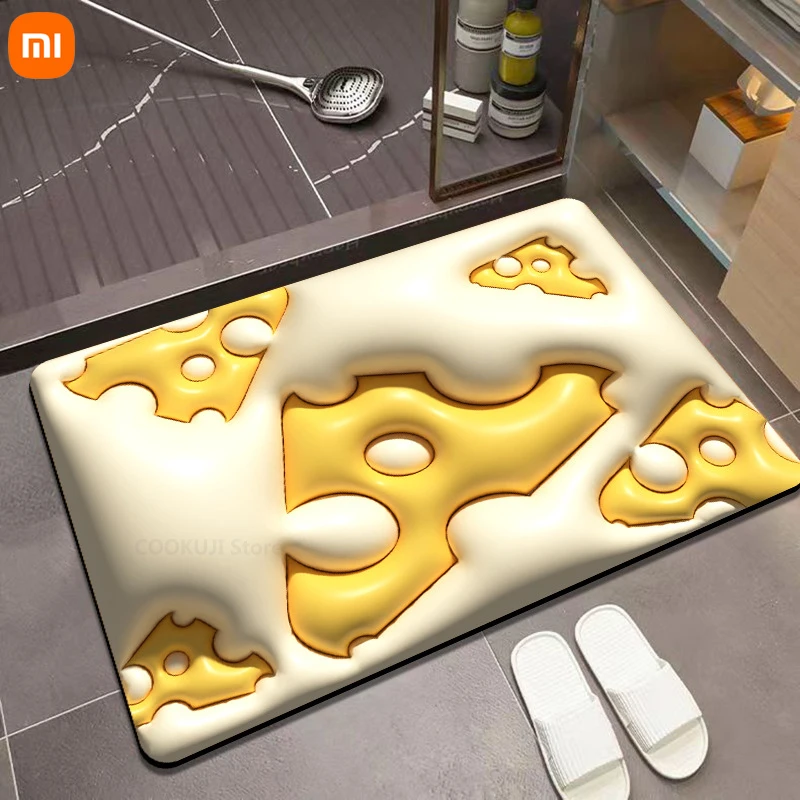 Xiaomi 3D Bathroom Anti-Slip Floor Mats Absorbent Quick-Drying Foot Mats Soft Diatomaceous Earth Doormat for Household Kitchen