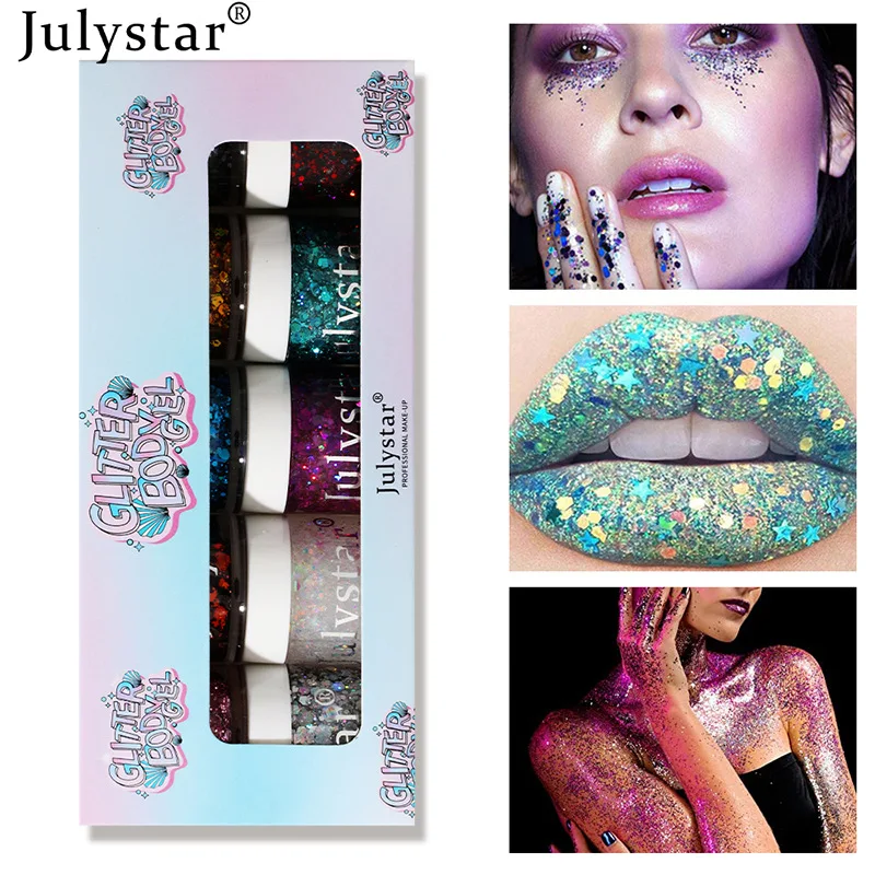 

Набор жидких теней для век Julystar с блестками 10 цветов, новинка, тени для век с блестками, гель-крем для макияжа глаз, для сцены Косплея