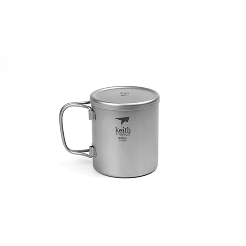 

220ml Double-wall Titanium Mug Travel Coffee Cup Healthy Tableware Leakproof for Tea Coffee Camping Travel Drinkware