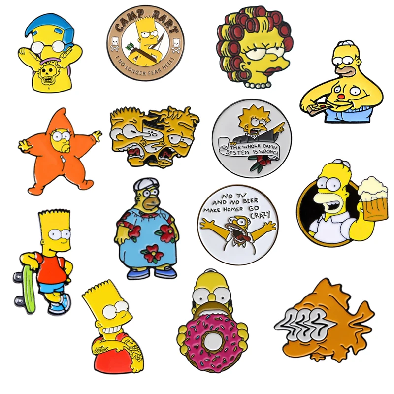 

Funny Brooch Beer Male Star Skateboard Hunter Mermaid Deformed Eyes Pink Donut Bare Butt Long Nose Fish Fashion Punk Pin Jewelry