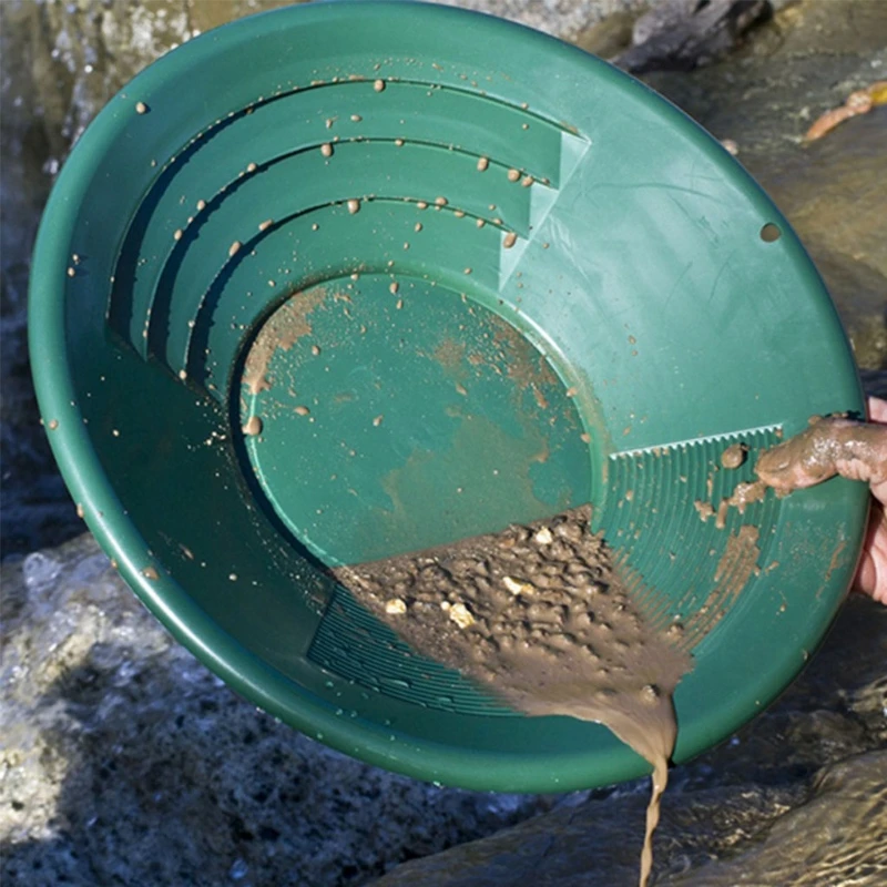 

15-inch Gold Panning Basin Nugget Sluicing Pan for w/ Dual Riffles Prospecting Dredging River Tool for Metal Detector Pa