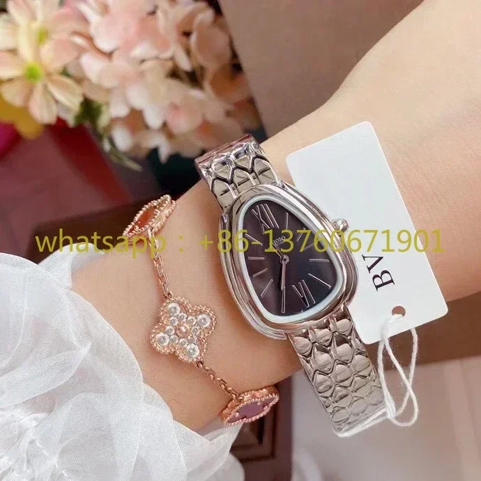 Роскошные новые кварцевые спортивные часы для женщин змея из нержавеющей стали