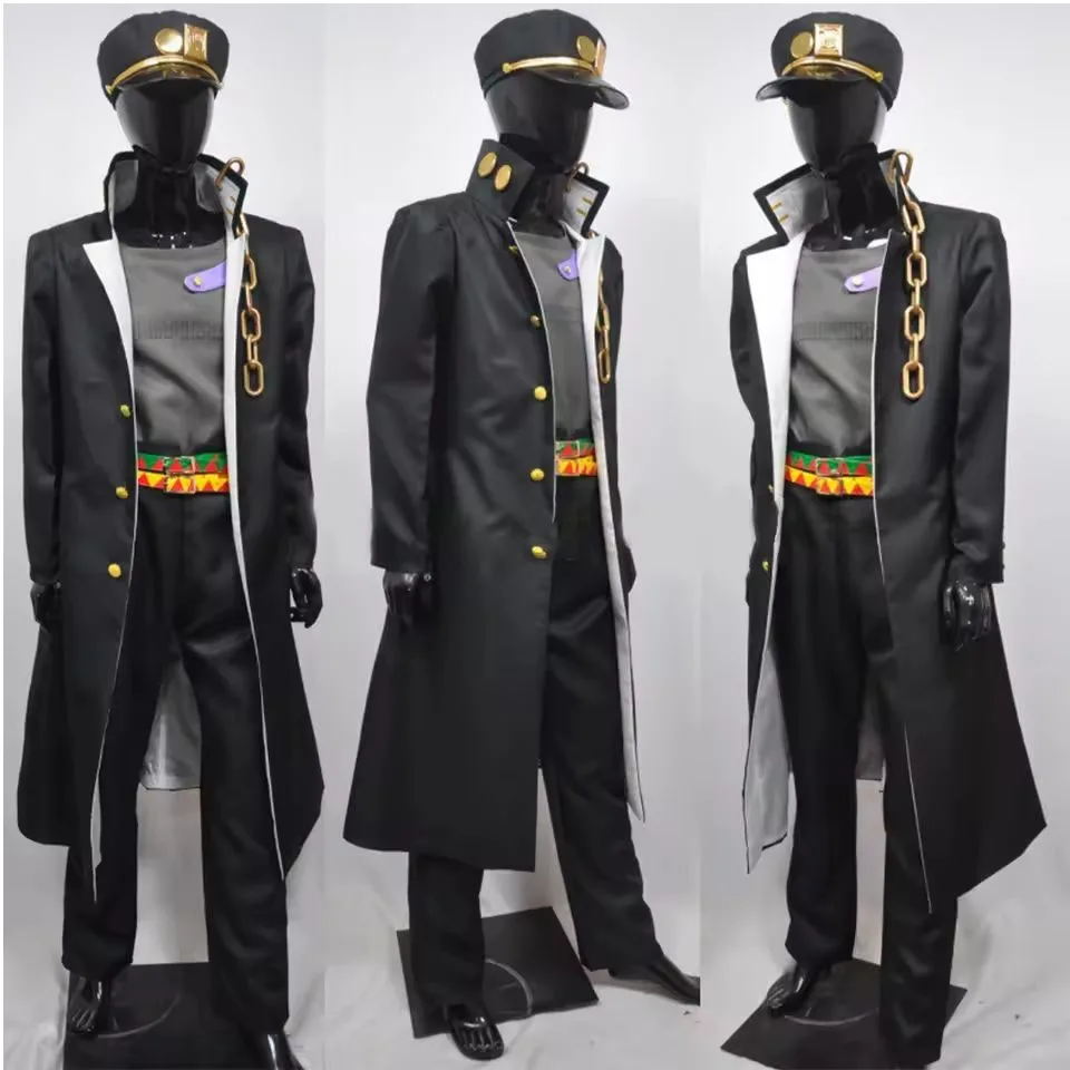Фото В НАЛИЧИИ: Часть 3. Костюм для косплея Stardust Crusaders Куджо Джотаро (черная униформа) для тематической вечеринки на Хэллоуин №2