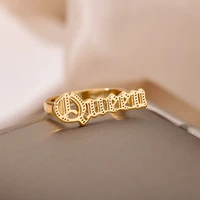 stainless steel letter queen rings for women vintage mom dad king letter finger ring birthday aesthetic jewelry gift 2022