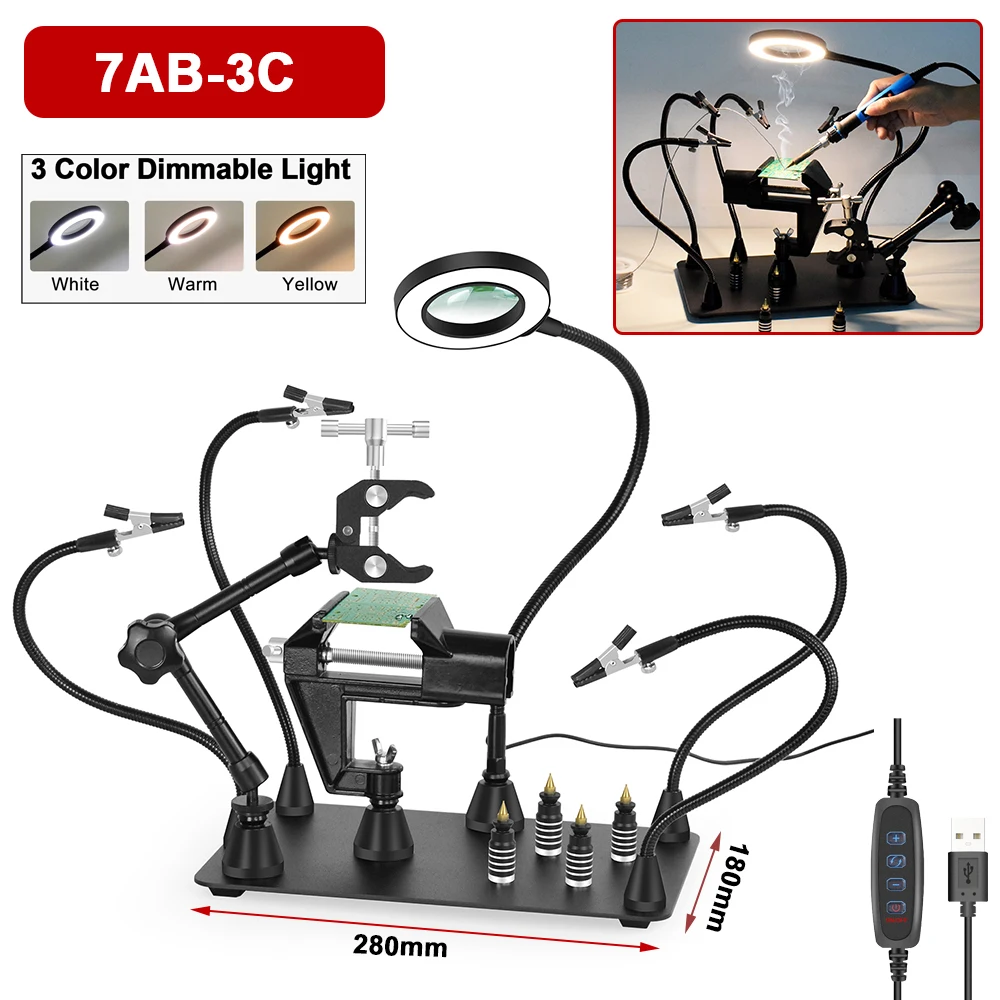 NEWACALOX Руки помощи при пайке черные  SS3MBK-USB
