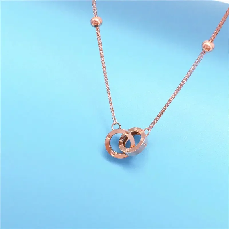 Подвое кольцо из розового золота 585 пробы с покрытием 14 карат браслеты-цепочки