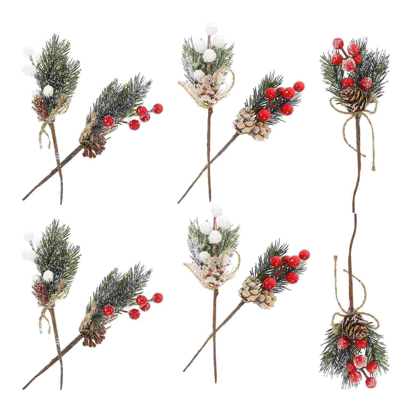 

10 Pcs Christmas Tree Accessories Artificial Mini Picks Decorations Pine DIY Ornaments Decorate Vase Filler