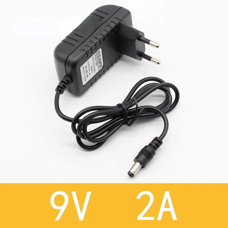 1PCS High quality AC/DC 9V 2A Switching Power Supply adapter Reverse Polarity Negative Outside EU plug 5.5mm x 2.1mm-2.5mm