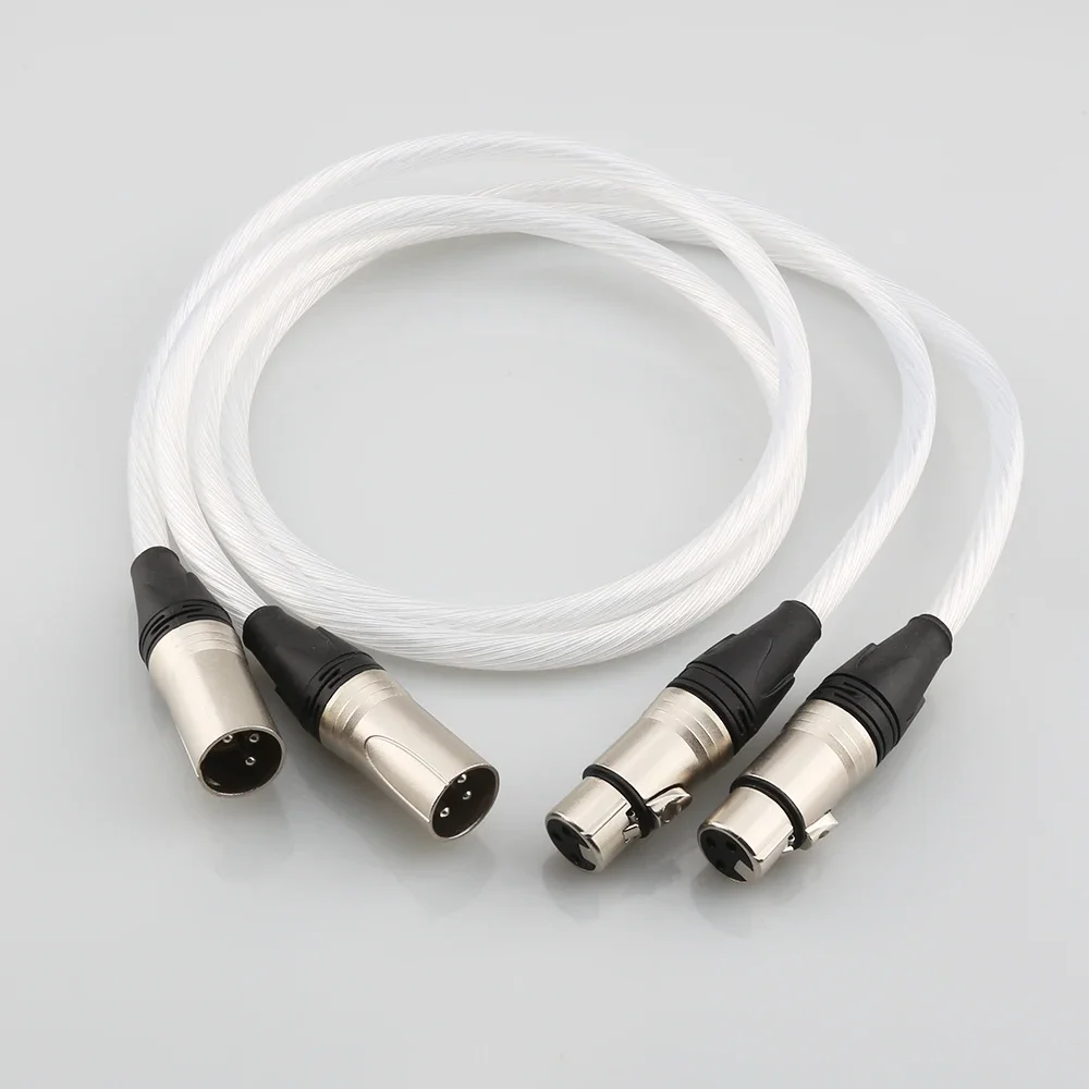 Фото Высококачественный чистый посеребренный кабель 5N OCC Hi-Fi 2 XLR «папа» на 2 XLR «мама» Кабель балансировочного кабеля №2