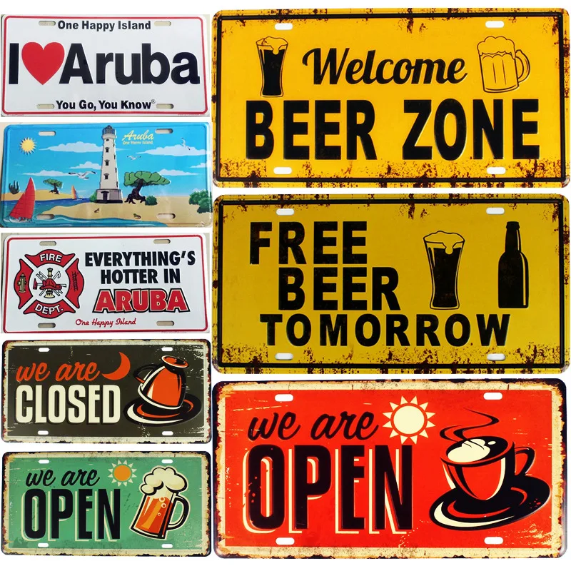 

WELCOME BEER ZONE Vintage Metal Tin Signs Car Bar Garage Cafe Decor Wall Painting Art Poster Iron Billboard Plates Plaque N179
