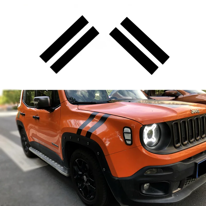 

Matte Black and White Hood Side Stripe Sticker Head Power Vinyl Decals for Jeep Renegade 2014 2015 2016 2017 2018 2019 2020 2021