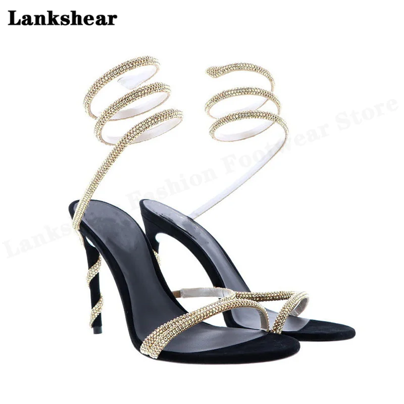 

Summer Crystal Thin High Heel Sandals Sexy Wedding Party Shoes Women Luxury Designer Formal Dress Shoes Sexy Sandals