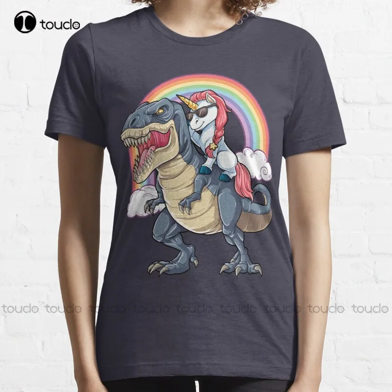 

Unicorn Riding Dinosaur T Shirt T-Rex Funny Unicorns Party Rainbow Squad Gifts For Kids Boys Girls T-Shirt Mens T Shirts Unisex