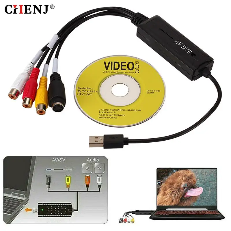 

USB2.0 Audio Video Capture Card TV Tuner VHS To DVD Video Capture Converter For Win7/8/XP/Vista With USB Cable