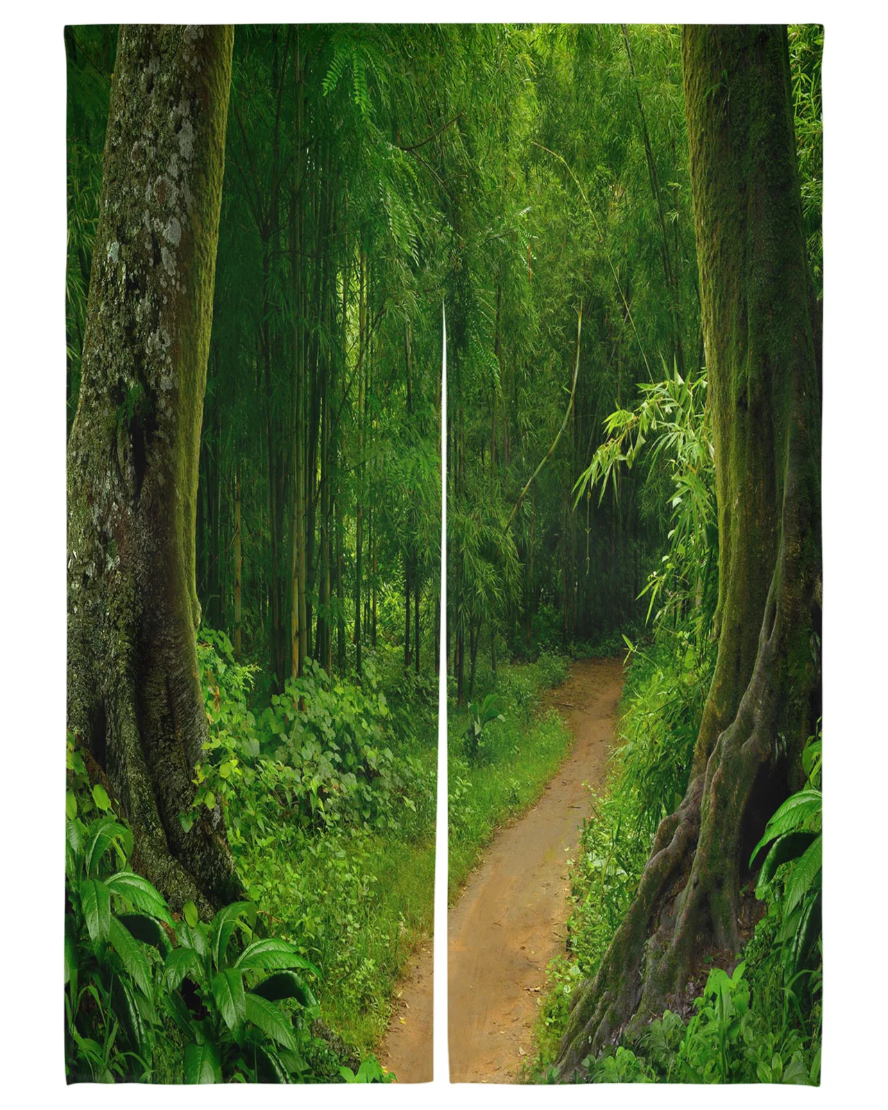 

Green Plant Forest Bamboo Road Door Curtain Japanese Partition Kitchen Decorative Drapes Entrance Hanging Half-curtain