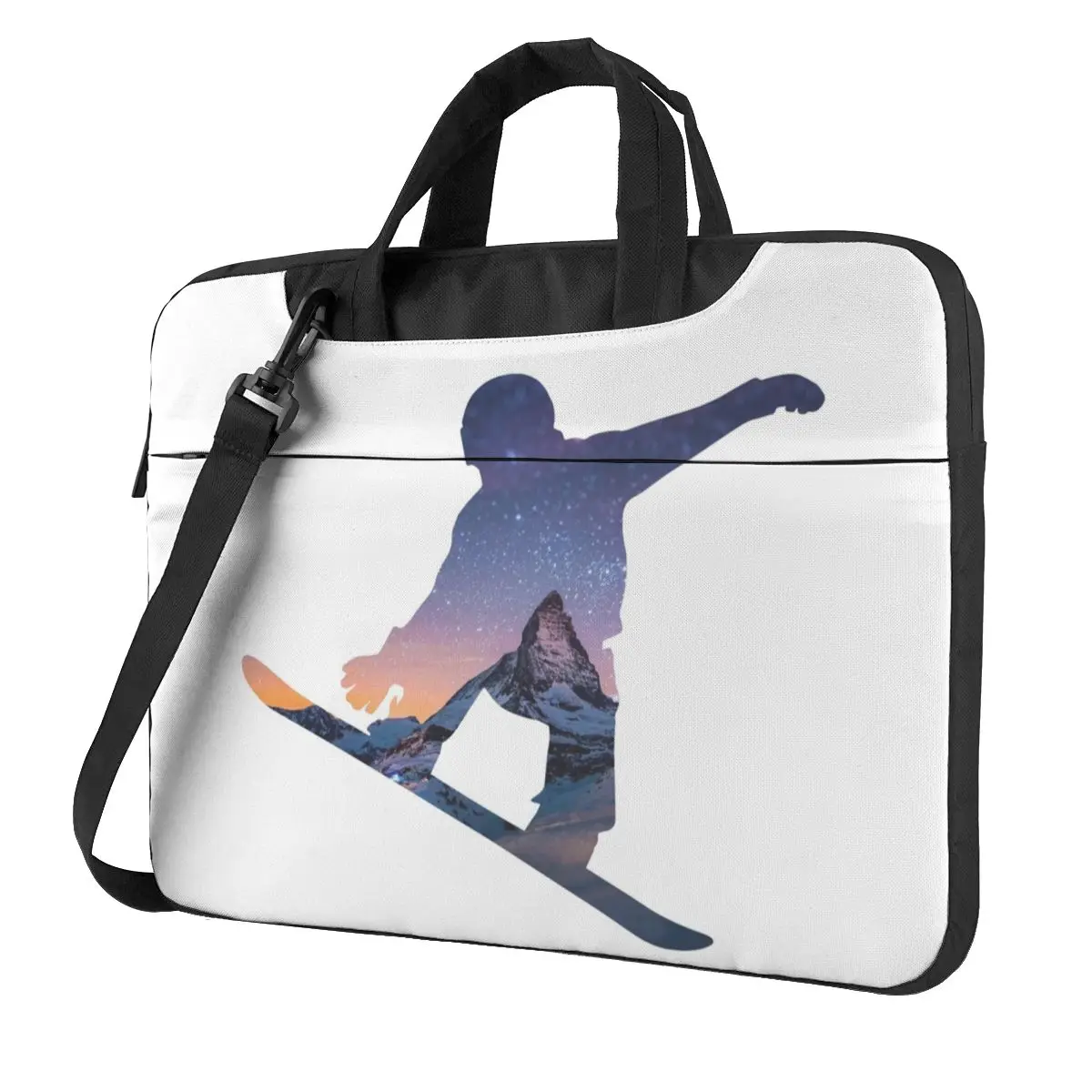 

Snowboard Galaxy Mountain Laptop Bag Snowboard Sport For Macbook Air Pro HP Huawei Microsoft 15.6 Case Stylish Waterproof Pouch