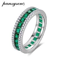 pansysen vintage 925 sterling silver round circle emerald sapphire simulated moissanite gemstone rings for women fine jewelry