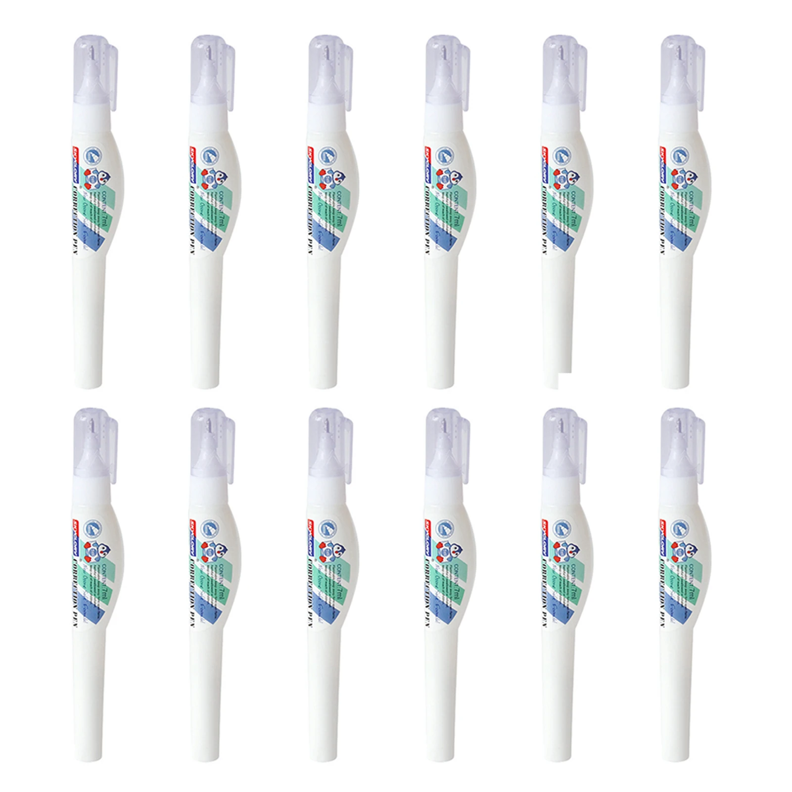 

12pc/box Portable Squeeze Fluid Needle Point Error Non Slip 7ml Correction Pen Writing Student School Stationery Quick Drying