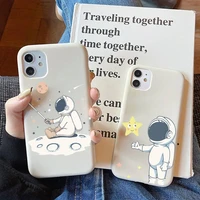cute astronaut star space phone case for iphone 11 12 13 mini pro xs max 8 7 6 6s plus x xr solid candy color case