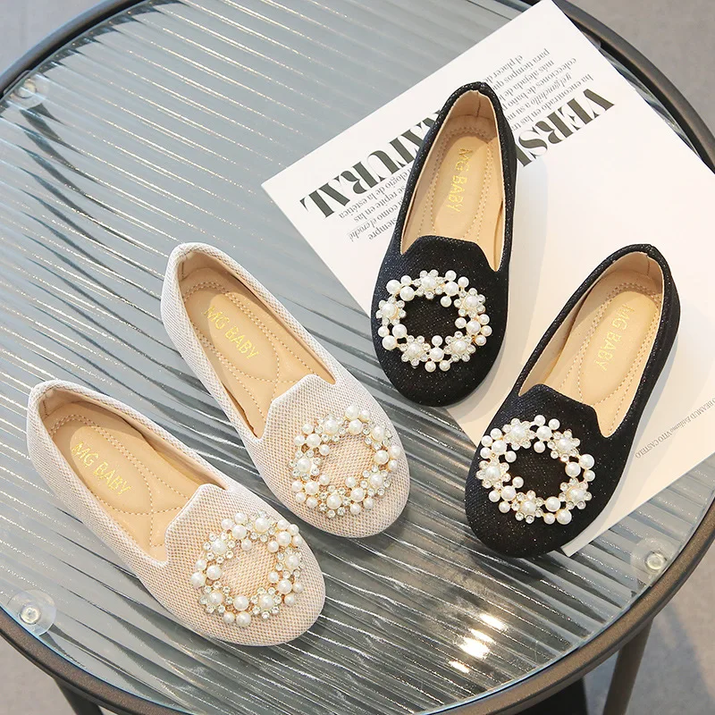 

Bead Toddlers Shoes Children Shoes Princess Costume Non-slip Shoes Janes Plaid Tweed Baby Autumn Spring Kids Mary Girls Pearls