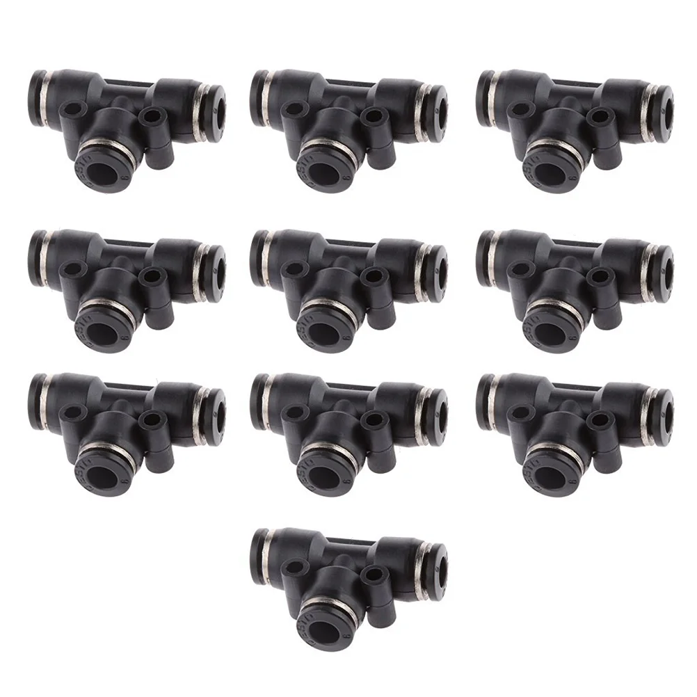 

10pcs OD 6mm 1/4'' Tee Union Pneumatic Push Connector Air Quick Fittings Adapter Couplings