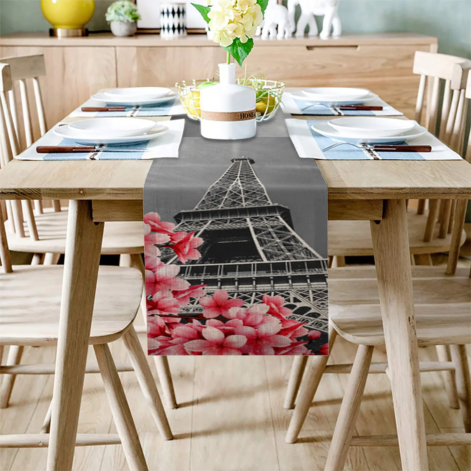 Розовая вишневая Цветочная настольная дорожка украшение для дома обеденного