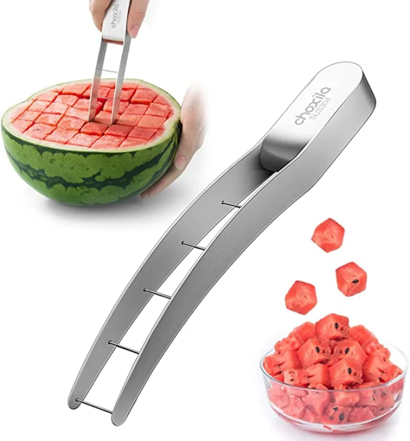 

Watermelon Cutter Slicer,Stainless Steel Watermelon Cube Cutter Quickly Safe Watermelon Knife,Fun Fruit Salad Melon Cutter