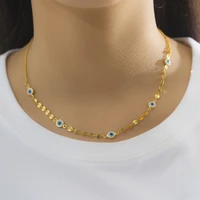 simple evil eye thin pendant women jewelry necklace turkish lucky fashion gold color choker chain round heart female friend gift