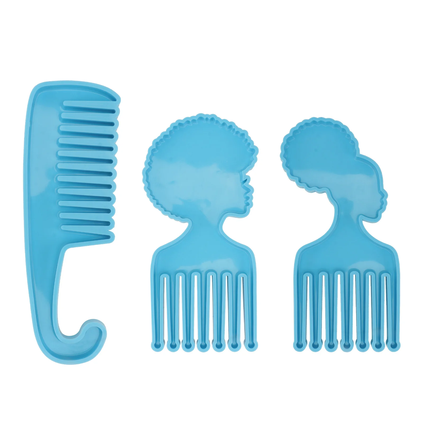 

3 PCS Comb Silicone Mold DIY Epoxy Die Simple Resin Molds Handmade Afro Head Creative Manual