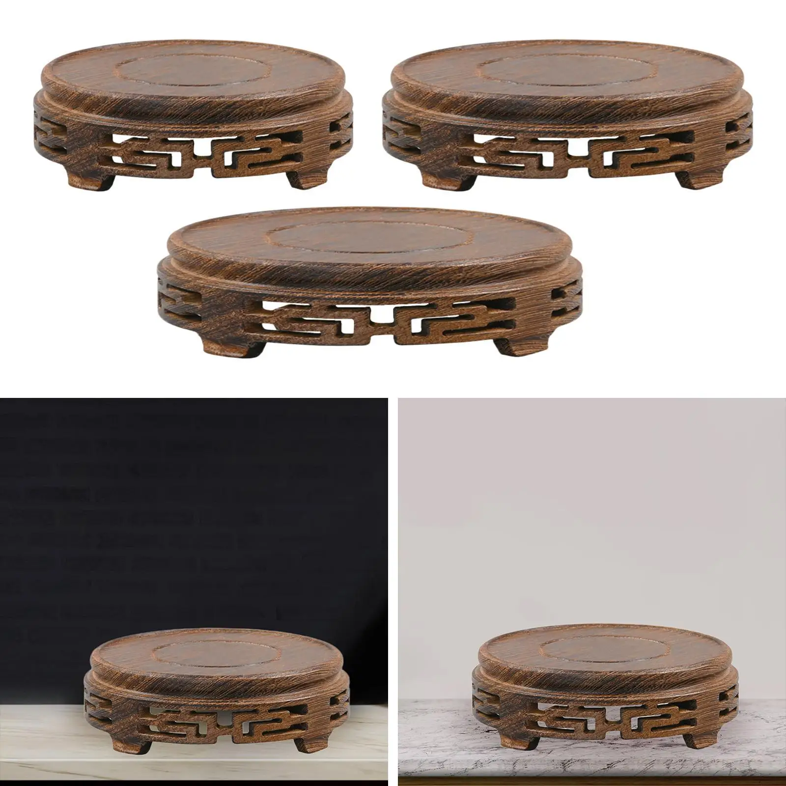 Круглая подставка для орнаментов деревянная цветов ретро-дизайн декоративная