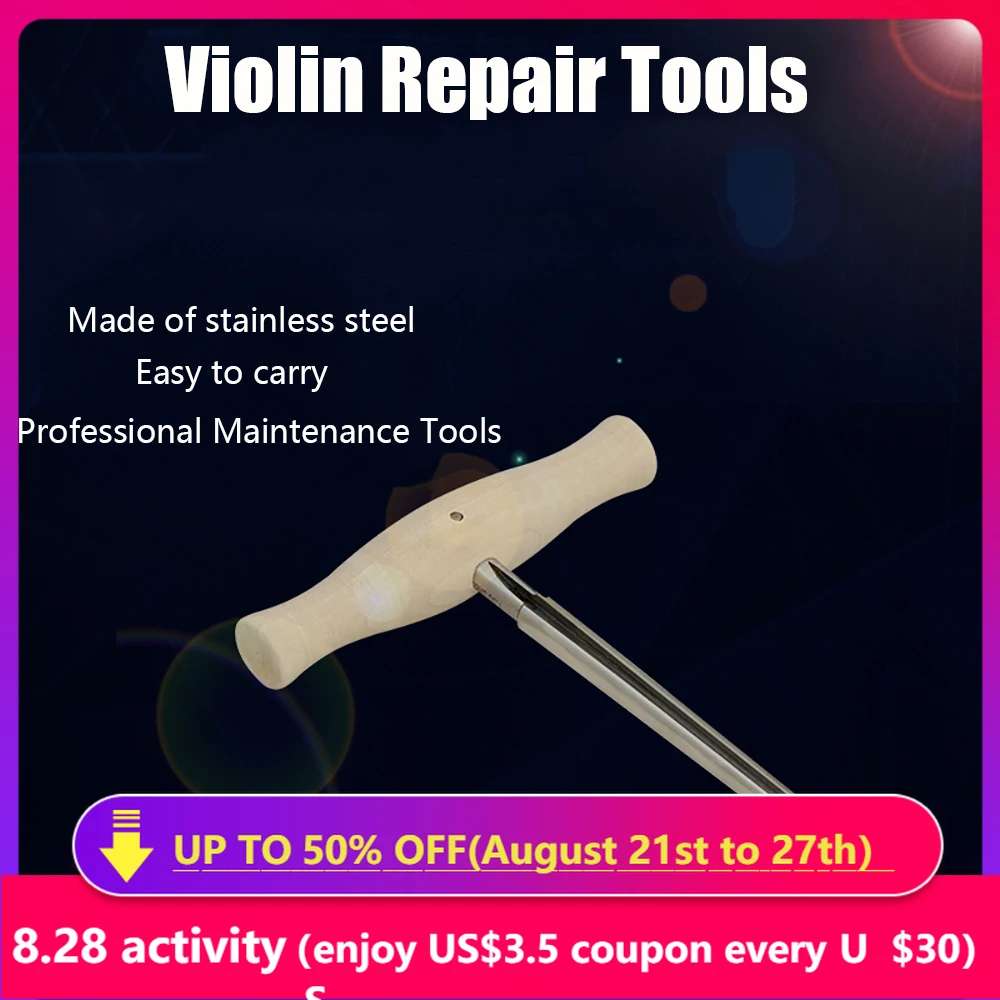 

Violin Curved Peg Straight Edge Reamer Repair Tool Stainless Steel Wooden Handle Nail Hole Reamer Violin Repair Accessories