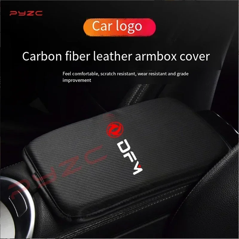 Фото Для Dongfeng DFM AX7 H30 S30 DFSK SX5 SX6 AX4 P11: Накладка-крышка из углеродного волокна и ПУ кожи для центрального подлокотника автомобиля, пылезащитная, с отсеком для хранения №3