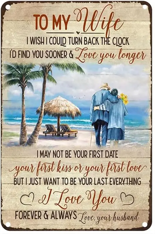 Винтажная металлическая жестяная вывеска моему жену я желаю превращаюся назад
