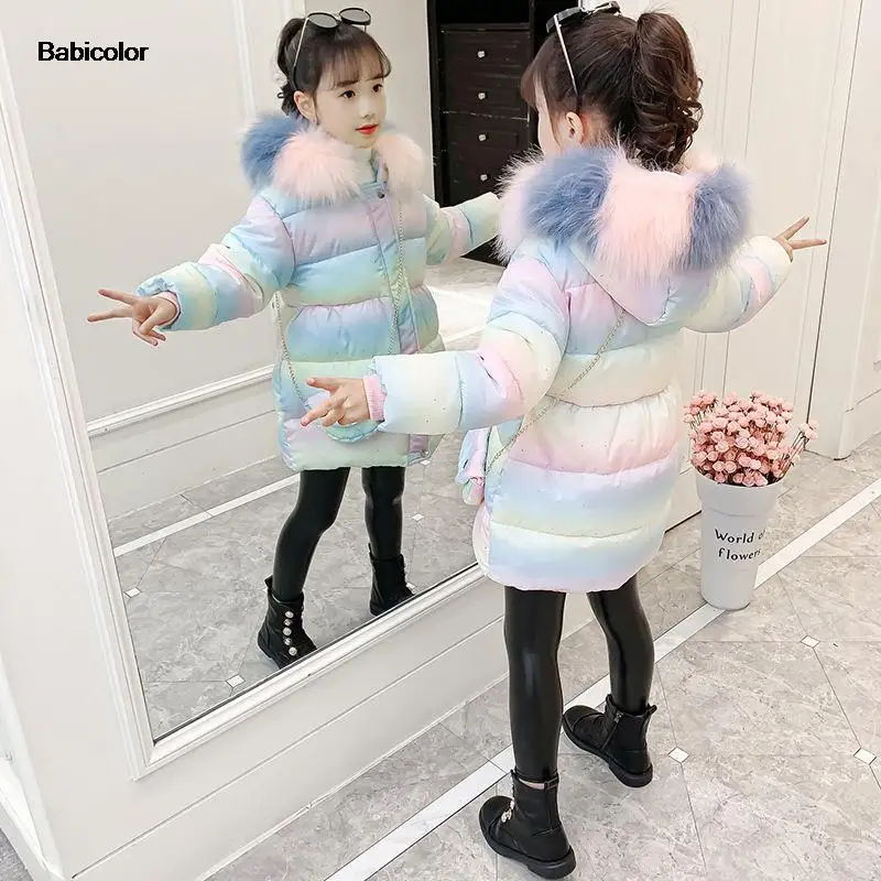 

2022 New Winter Girls' Cotton Shirts Middle and Large Children's Overcoats Girls' Thickened Warm Down Cotton Garments 4-9Y