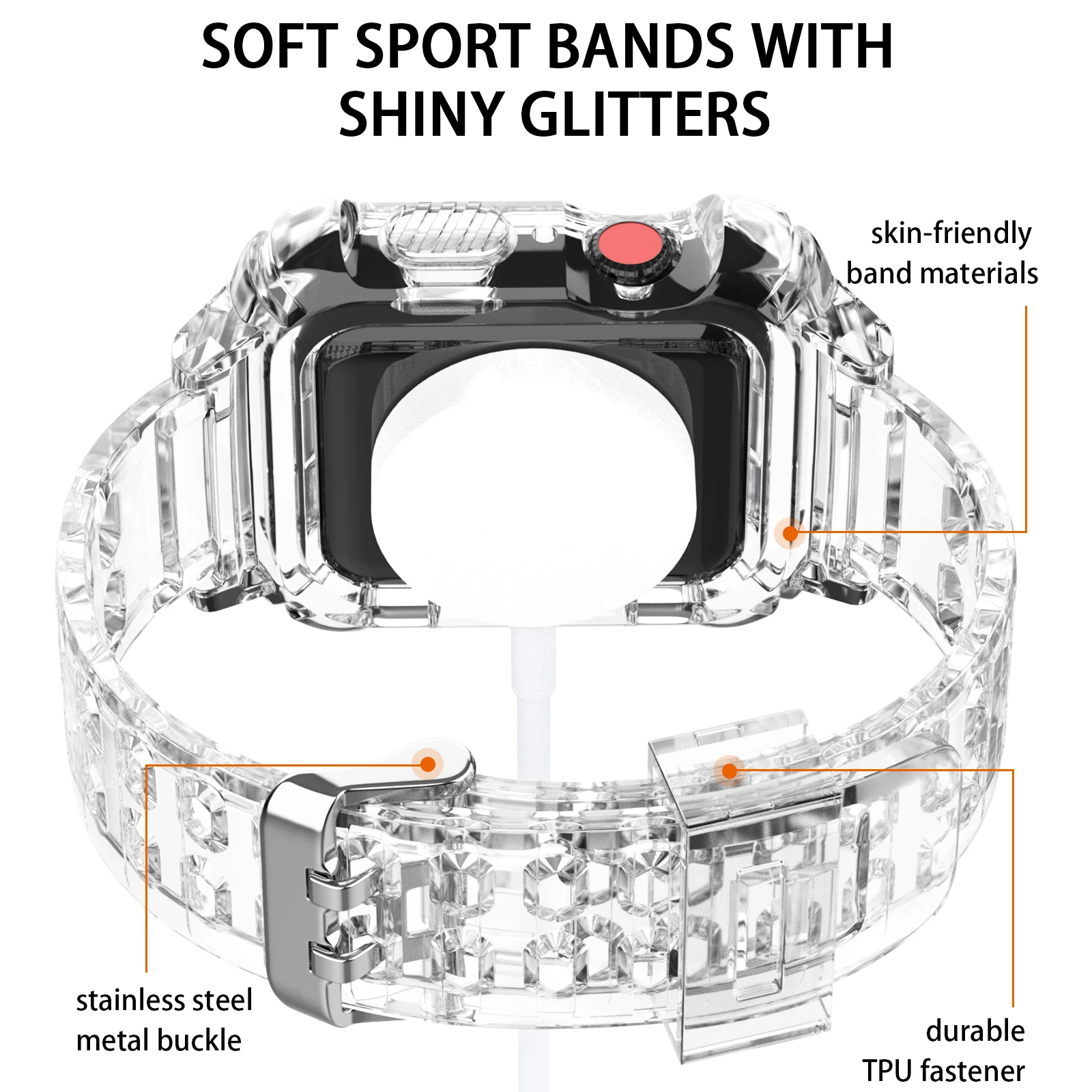 Transparent Silicone Sport Bracelet for Apple Watch 44mm 42mm 40mm 38mm Case+band for IWatch Series SE 6 5 4 3 Watchband Correa
