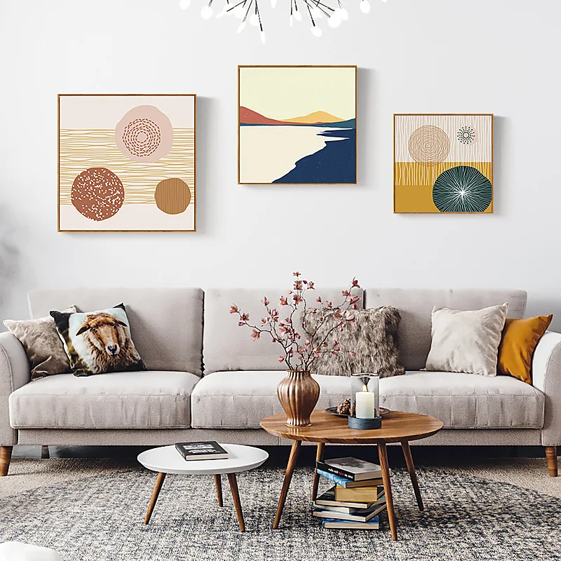 

Modern Abstract Style Spring Silhouette Decoration Painting Leaves Mountain View Murals Corridor Porch Aisle Hanging Paintings