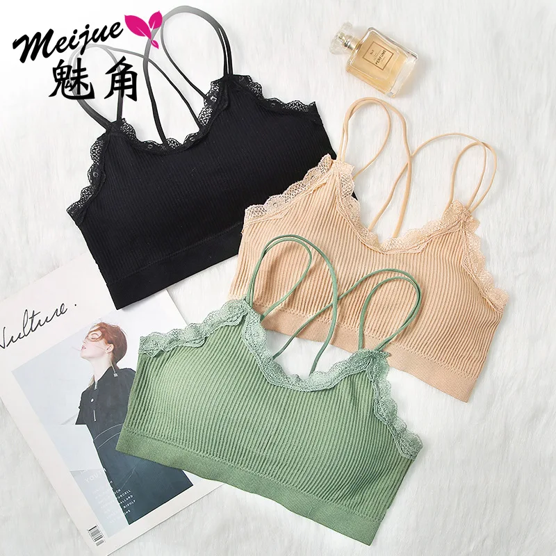 

Sexy Lace Tube Top Sports Bras lingerie For Women Fast Dry Elastic Padded Running Underwear Fitness Sport Breathable Bralette