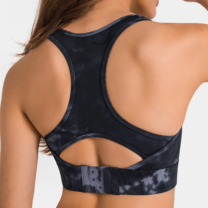 Solid Color Women Fitness Bra Highstrength Buckle Adjustmen Sports Tank Crop Top Yoga Vest Female Gym Fixed Chest Pad Breathable