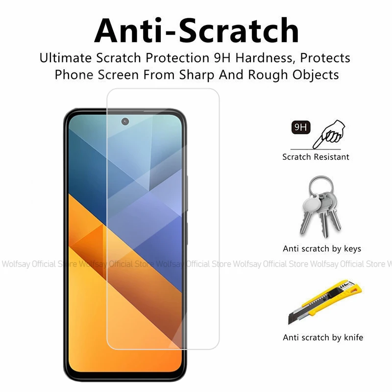 Защитное стекло закаленное для Xiaomi Poco M6 4G 2/4 шт.