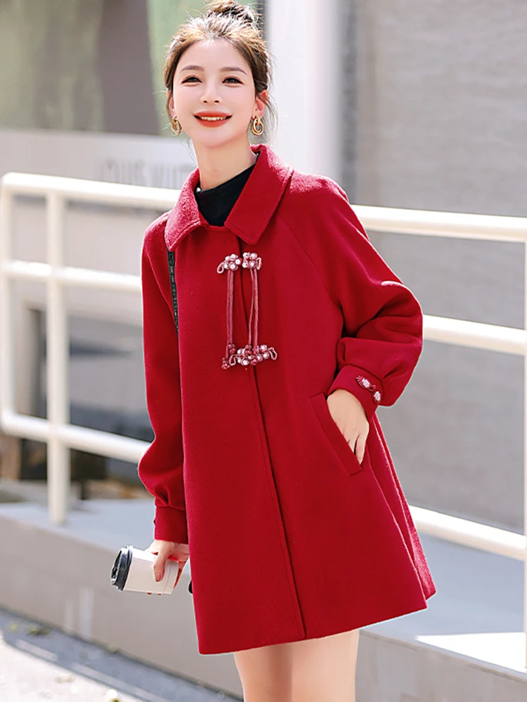 Jiaxing фиолетовое двустороннее шерстяное пальто для женщин новинка 2024